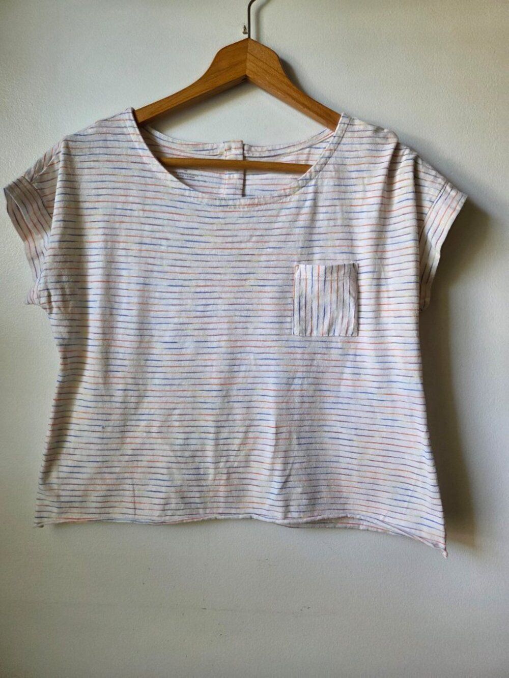 TALBOTS STRIPED COTTON BLEND TOP CAP SLEEVES SIZE M